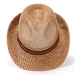 Men's Tan Straw Fedora Hat